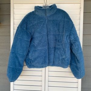 Puffy faux corduroy full zip jacket wild fable NWT